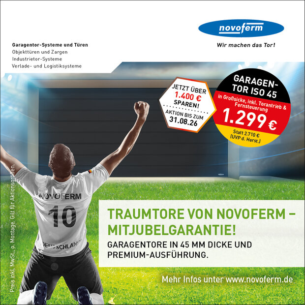 Novoferm Garagentore ISO 45 Fruehjahrsaktion bis 31.08.2026