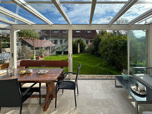 Glasdach mit Glasschiebetüren in Rheinfelden